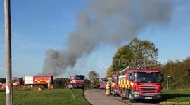 Huge Plumes as fire breaks out at scrapyard in Hertfordshire
