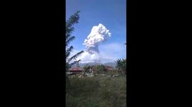 Thick ash column hangs in sky after volcano erupts on earthquake-devastated Indonesia island