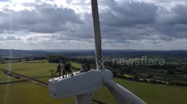 CLIMBED TO THE TOP OF A SHAKING WIND TURBINE *so sketchy*