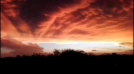 Beautiful orange sky after storm in Buenos Aires
