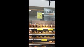 Rat filmed running across supermarket bakery shelf