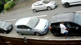 Neighbour is seen confronting man who litters outside his house