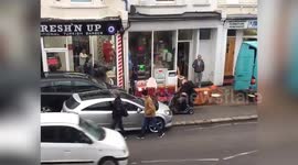 Britain's most inconsiderate motorist parks car blocking the pavement