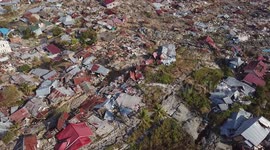Palu, Selawasi after the impact of the earthquake and liquefaction made mud flow like waves.