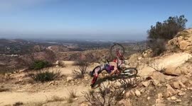 Mountain biker breaks collarbone after dramatic tumble