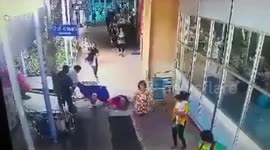 Bungling staff drop patient off hospital trolley