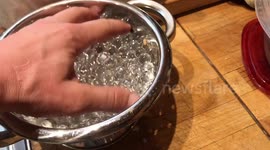 YouTuber shows off squishy gel beads that go invisible in water