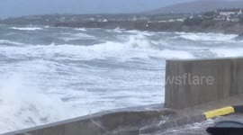 Giant waves and storm force winds lash the irish coast line