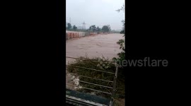 Foot-over bridge washed away in floodwaters fuelled by Cyclone Titli