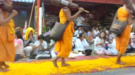 One thousand monks walk over 400KM on a bed of flower petals.