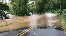 Azalea Rd. Near Downtown Asheville Flooded From Hurricane Michael