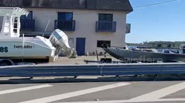 Heading west on Hwy 98 in #Carrabelle. Boats scattered and new pier has been mostly destroyed https://t.co/GiFh7XCtlC