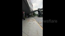 Leaves dance in gentle circular motion as tornado-like swirl blows