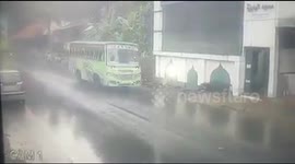 Miraculous escape after lorry runs over scooter sparing man