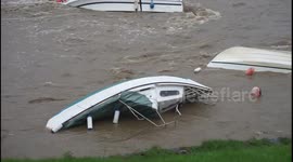 After Storm Callum: Capsized boats in Welsh harbour