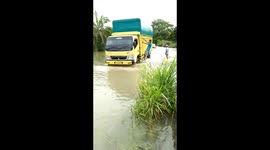 Flood Cover Road and Palm Plantation in Pasaman Barat, West Sumatera, Indonesia