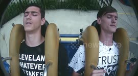 Boy squeaking from terror on Cedar Point Slingshot!