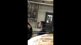 Sleepy worker seen barely staying awake after long night