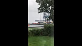 Cruise ship breaking its moorings in Greenock