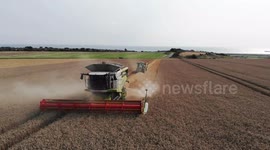 Harvest on the Sussex Downs - from the air