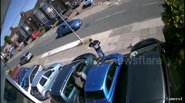 Oil in coolant  scam caught on CCTV watch man in front of car  @ 1:30
