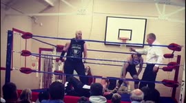 CueBall taking a Stunner from Ryan Charles at Ring Wrestling Stars UK with Mario sound effects