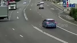 Truck collision with car mid intersection