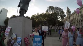 Newly Married Couple At People's March for Brexit 