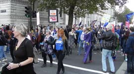 We are Family thousands of protesters still coming along Whitehall dancing and singing by Jim Connor 2018