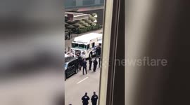 Eyewitness video shows police bomb squad outside CNN building in New York City