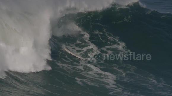 British surfer experiences massive wipeout off the coast of Portugal