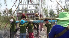 Rocket installed, on launch pad, fails, the losing teams have party in mud.