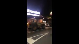 Hilarious moment a thirsty teen stopped off at a Mcdonald’s drive-thru in a JCB