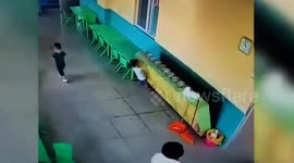 Cabinet falls on boy when he tries to get tableware at kindergarten