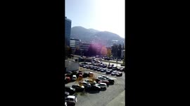 Defile of fire vehicles marked a fire protection month and commemorates the killed policemen