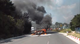 Car completely destroyed by fire