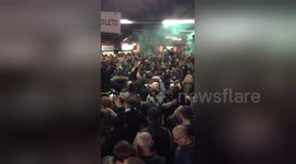 Hibernian fans go wild before Edinburgh derby against Hearts