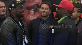Dillian Whyte and Dereck Chisora face off ahead of highly anticipated rematch