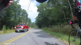 Shocking moment driver hurls full water bottle at female cyclist