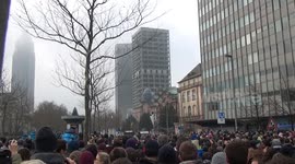 Implosion the AfE skyscraper in Frankfurt Germany
