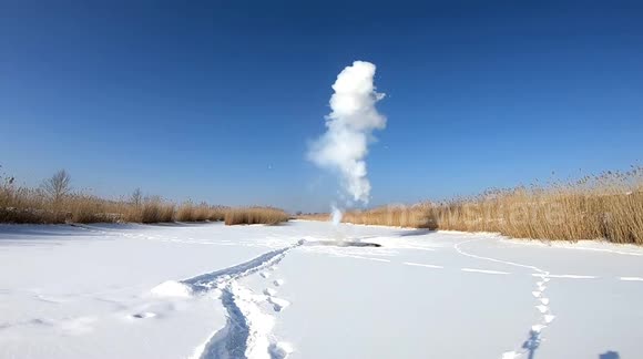 Fireworks shatter through stubborn ice sheets in Latvia