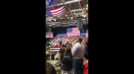 People at the Trump rally in Cape Girardeau, MO sing “Amazing Grace” together after moments of silence for a girl who had a heart attack.