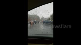 People queue in thunderstorms to vote in Georgia