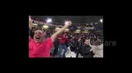 United fans celebrating late winner against Juventus