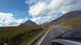 High Speed driving along the road in Glencoe, Scotland