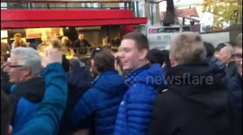 Everton and Chelsea fans clash. Fulham Road. 11/11/2018