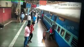 Miraculous escape for man caught under moving Mumbai train while deboarding