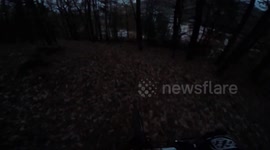 Bike rider makes lightning fast downhill ride through Czech forest
