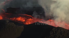 Flying over Holuhraun lava fields in Iceland