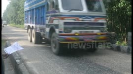Helmet Gone Down from Airforce of Heavy Vechile in Nepal Highway